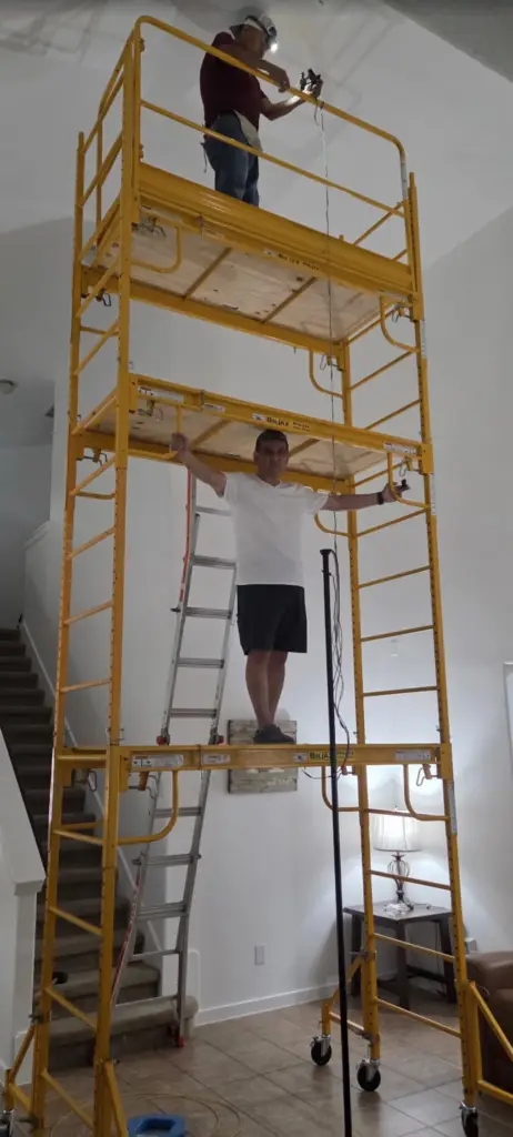 scaffold rental Austin TX for indoor ceiling repair and home renovation project