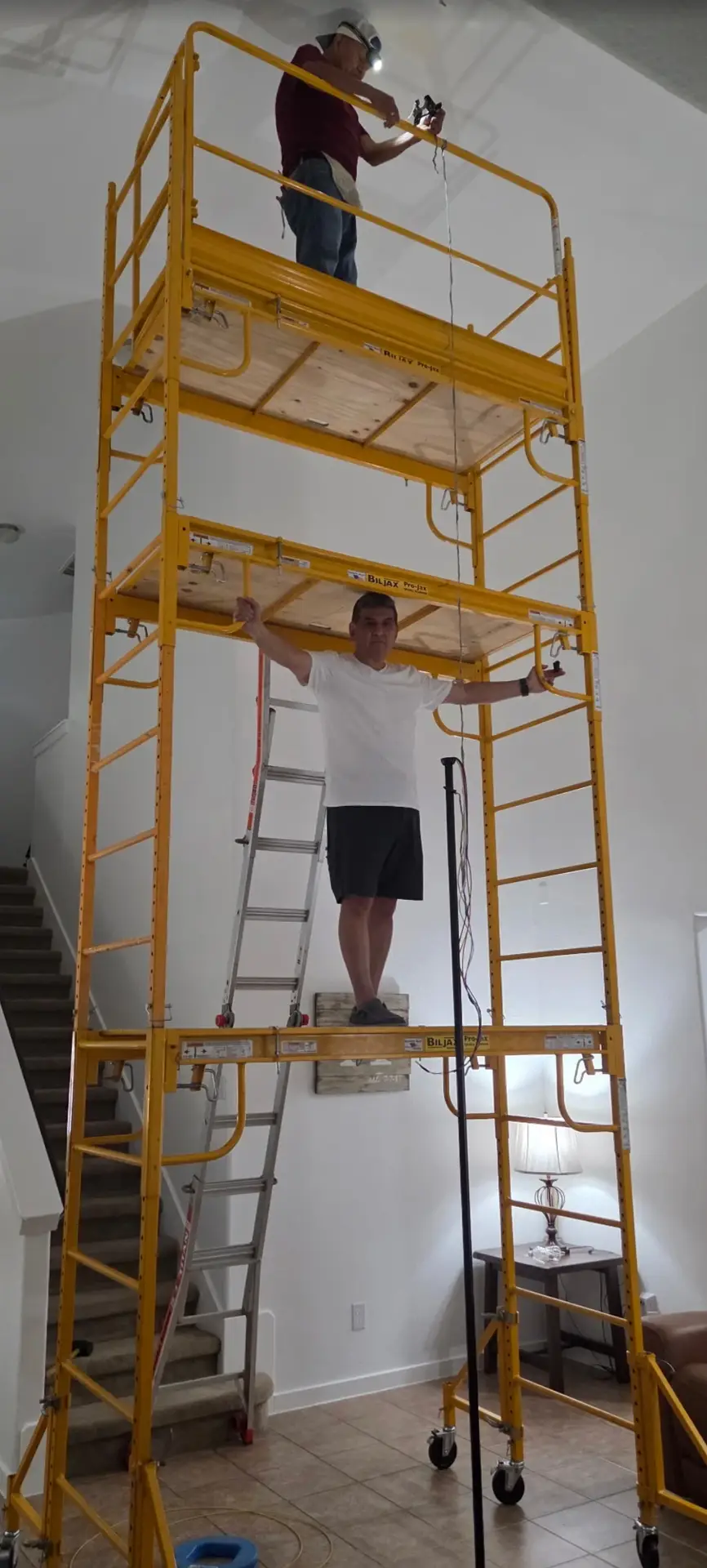 scaffold rental Austin TX for indoor ceiling repair and home renovation project